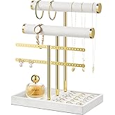 bussdis 3 Tier Bracelet Holder Display - Detachable T Bar White Velvet Bracelet Holder, Jewelry Holder Organizer for Bracelet, Necklace, Earrings, Rings