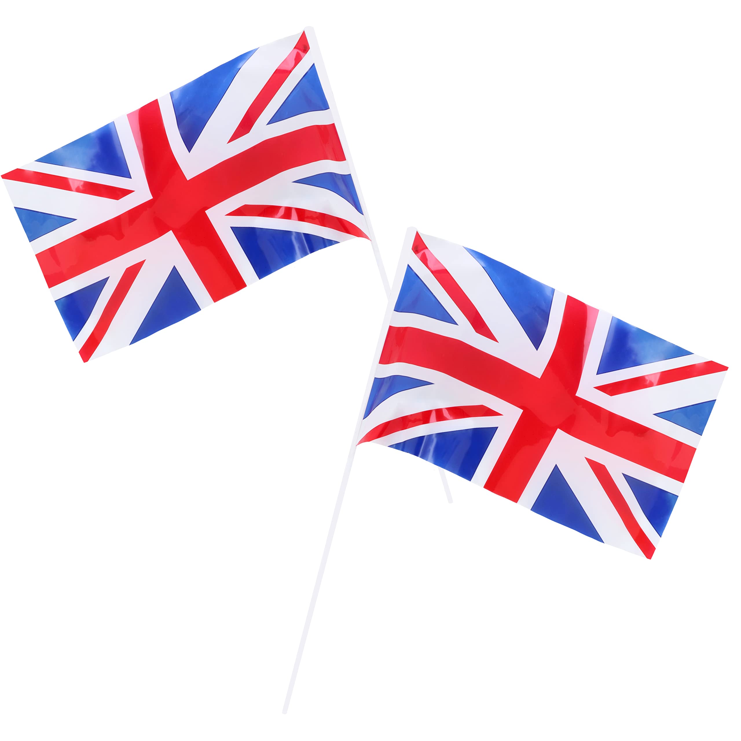 Toyland® Pack Of 12 Hand Held Waving Great Britain Union Jack Flags - 32 cm Width - His Majesty the King British Decorations