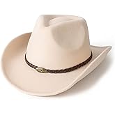 EOGIMI Men & Women's Classic Wide Brim Western Felt Cowboy Cowgirl Hat with Belt Buckle