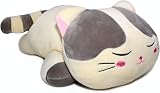 Vintoys Sleeping Cat Hugging Pillow Plush 23.5 Inches Grey view 2