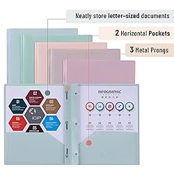 Mr. Pen Plastic Folders with Pockets and Prongs, 5