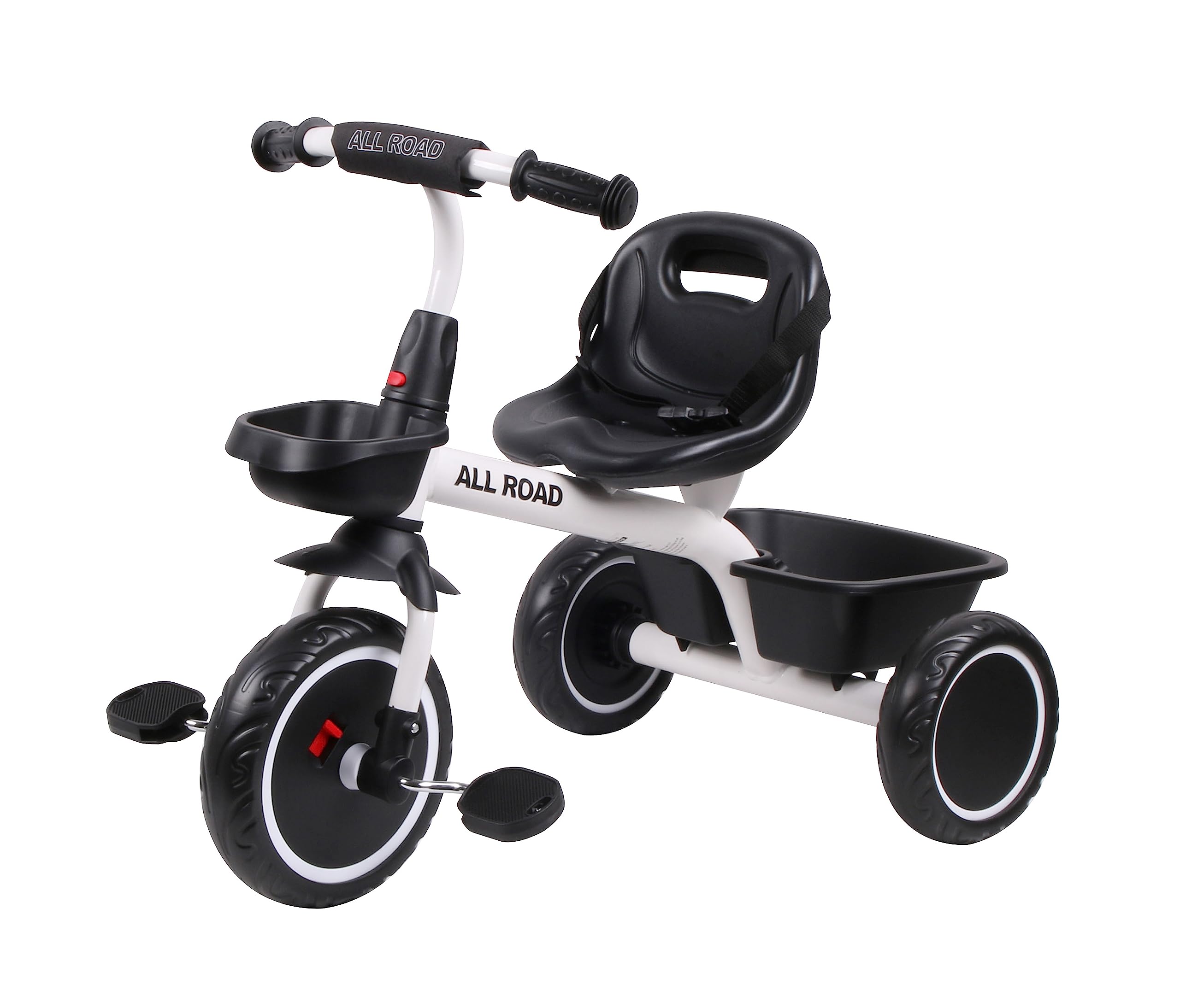 All Road Trikes CHILDS PEDAL TRIKE BLACK/WHITE Adjustable Seat Front & Rear Baskets 2-5 Years **JY-T04 White**