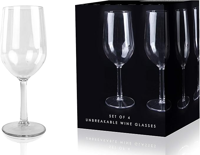 Unbreakable Wine Glasses Set of 4 Tritan Shatterproof