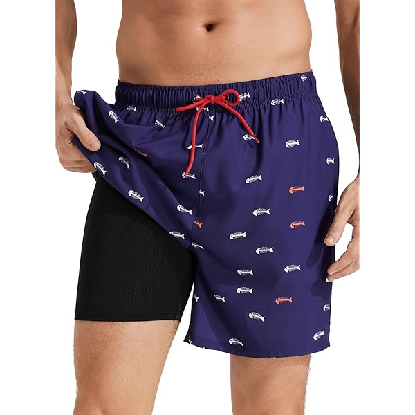 Sea Red Lobster Men's Swim Trunks Beach Shorts Quick Dry Swim