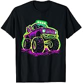 Cool Glowing Monster Truck Vintage Kids Fun Adventure T-Shirt