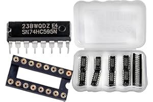 CHIPNEW 20 in 1 [ SN74HC595N KIT ] 8-Bit Shift Registers with 3-State Output Registers KIT(16Pcs ICS+4Pcs IC Socket),All DIP Packages，Sturdy Packaging，All New and unused(74HC595+Sockets)