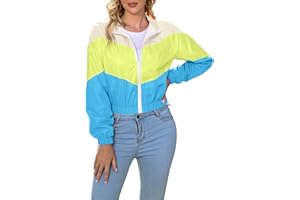 LAOARA Women’s Lightweight Windbreaker Sport Jacket Zip Up Color Block Coat Casual Long Sleeve Jogging Outerwear