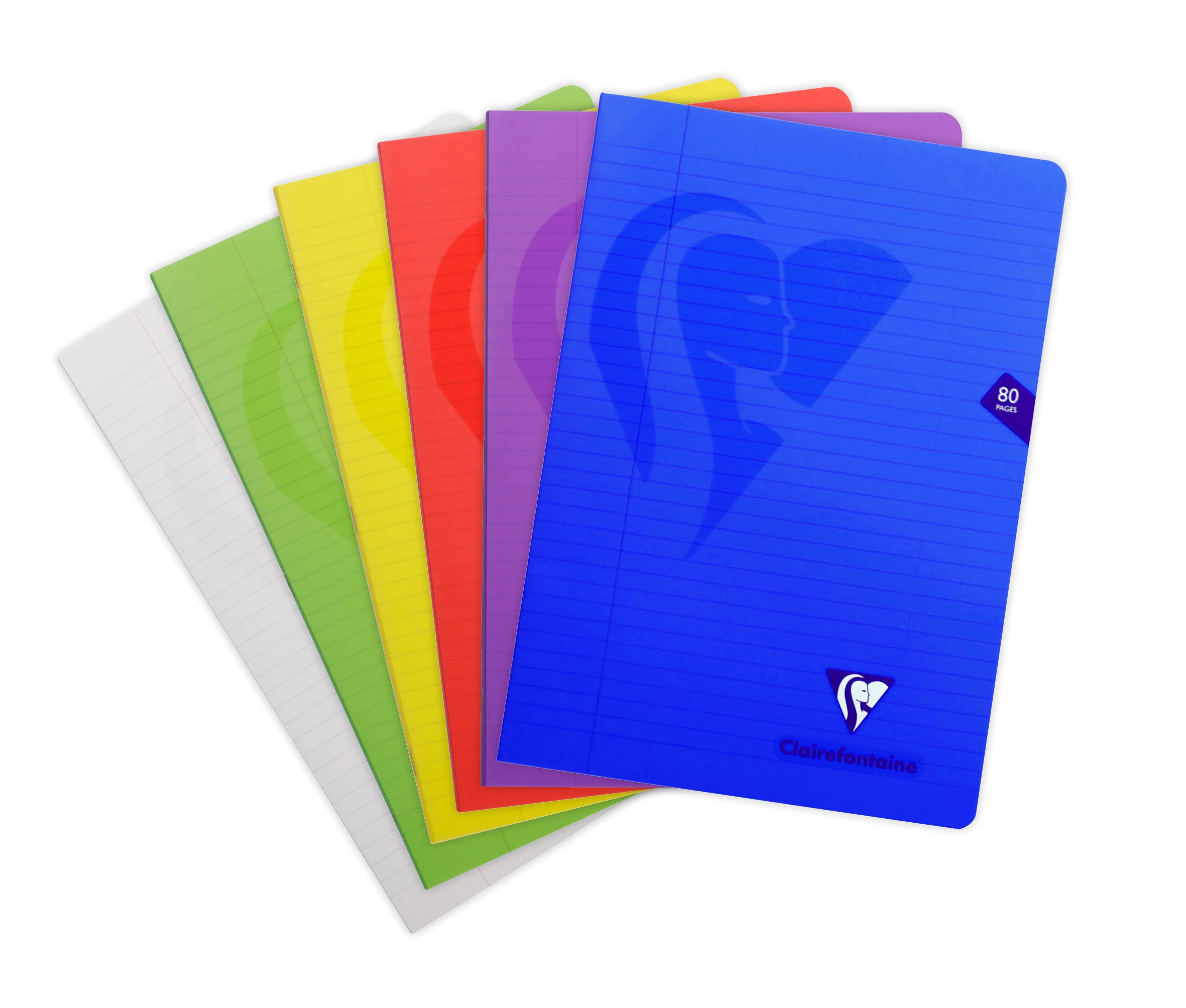 Clairefontaine 303125C - Mimesys Stapled Notebook - Dimensions: A4 21x29.7 cm - 80 Lined Pages with Margin - White Paper 90 g - Random Colour Polypro Cover