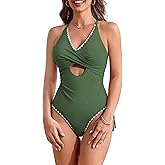 AI'MAGE Women One Piece Swimsuit 2025 Tummy Control Cutout Bathing Suit Wrap Tie Back Swimwear Shell Stitched