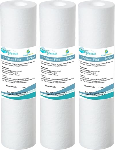 AquaHouse 3X 10" Sediment Water Filter Cartridge 1 Micron RO Water Fed Pole