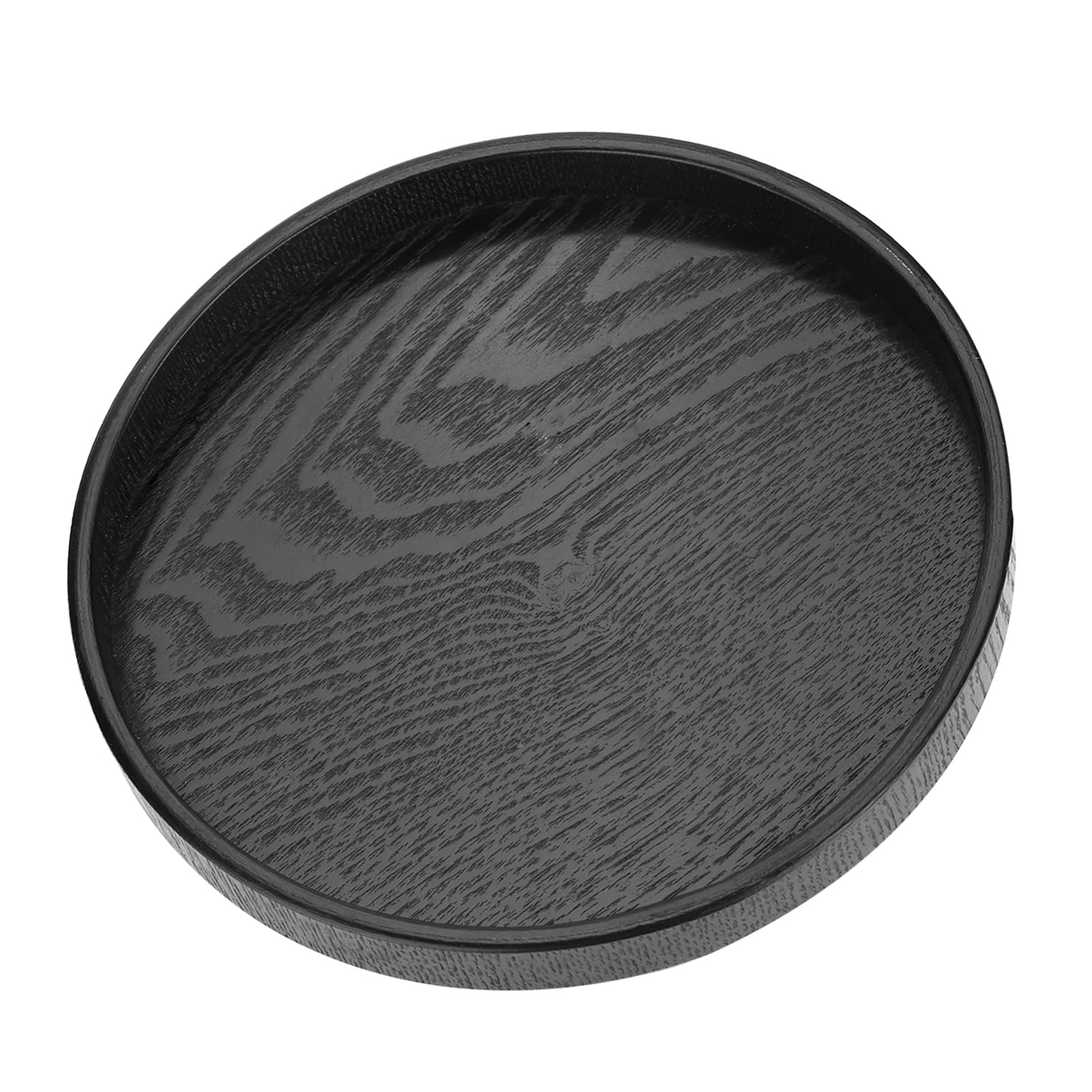Round Tray, Black, Round, Non-Slip Bar Serving Tray, Round Wooden Tray, Round Lap Trays for Eating, Tea and Coffee Tray for Cafe Restaurant Hotel Home Shop (27 cm)