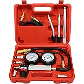 Cylinder Leak Down Tester Kit with Dual Gauges for Gasoline Engines | Checks cylinder leakage, piston rings, valves and head gaskets with dual gauges, adapters and regulated air testing