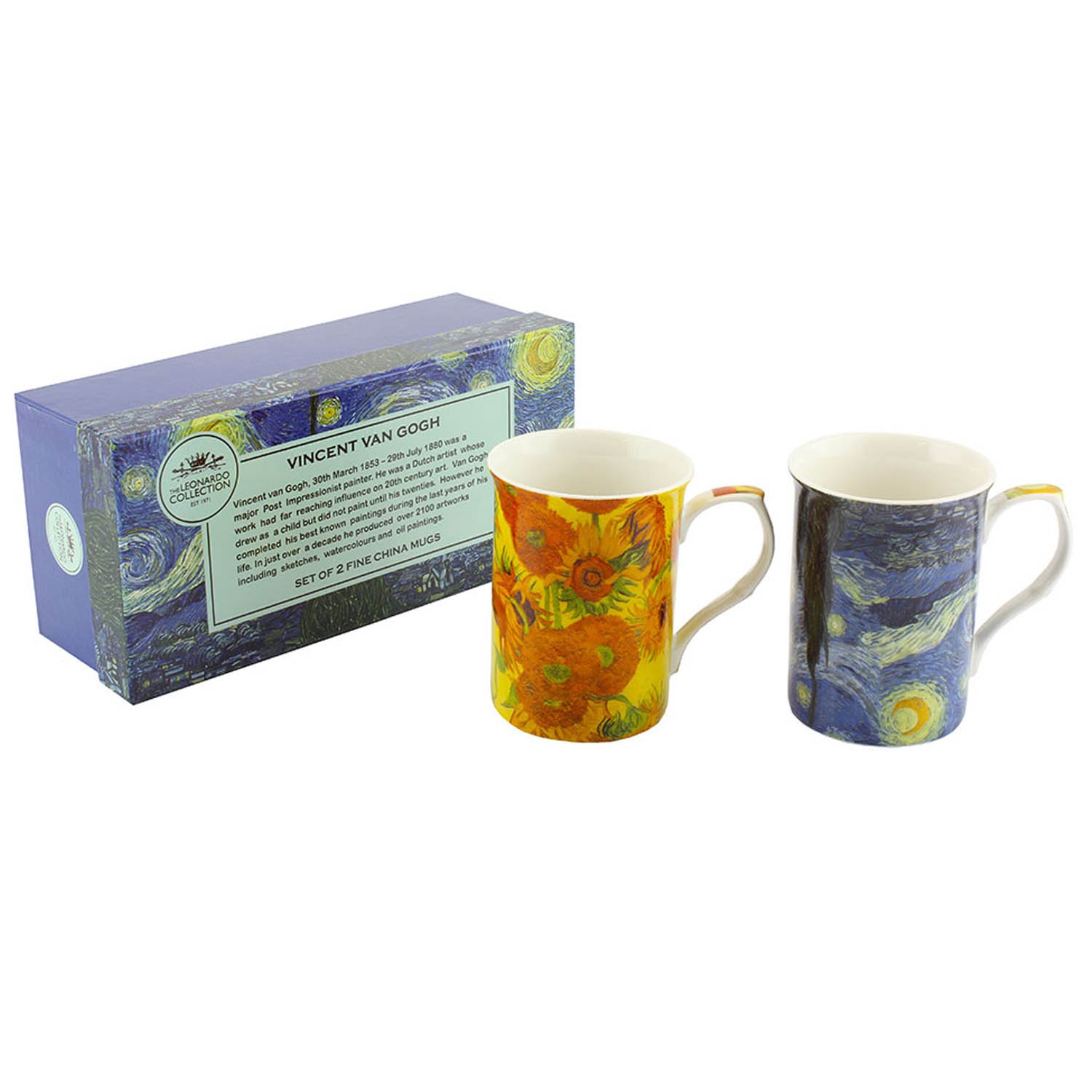 Set of 2 Van Gogh Fine Bone China Mug Set in a Gift Box