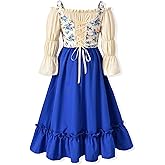 fioukiay Girls Renaissance Dress Off Shoulder Puff Sleeve Girls Medieval Dress 4-12 Years
