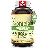 Herba Bromelain Supplement 600mg – 180 Capsules | 2,400 GDU/g High Potency | Powerful Digestive Enzymes for Women and Men | M