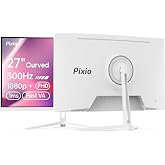Pixio PXC279 Wave White 27 inch 300Hz Refresh Rate FHD 1080p Resolution 1650R Curved Fast VA Panel 1ms GTG Response Time Adaptive Sync HDR Curved Gaming Monitor