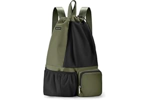 BAVELOE Swim Bag with Wet Pocket, Mesh Drawstring Backpack for Beach, Swimming, Snorkeling, Pool, Gym for Women Men