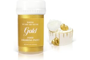 Edible Gold Paint - Cobakey Liquid Edible Luster Dust Food Coloring for Baking 20g Food Grade Metallic Paint for Cake Decorating Macaron Chocolate Candy Cookie - Gold Edible Paint
