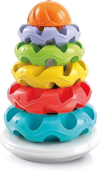 Clementoni Stacking Rings Baby Toy 5 Colourful Rings Textured Surfaces 10+