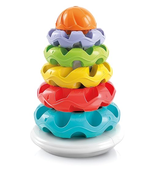 Clementoni- Stacking Rings Baby Toy: 5 Colourful Rings & Textured Surfaces, Develops Motor Skills & Sensory Play (10+ months)