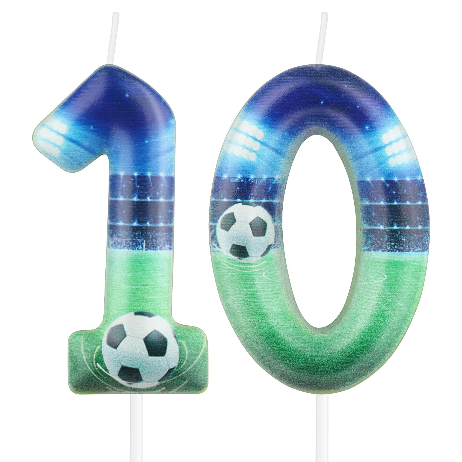 Football 10th Birthday Candles for Cake,10th Birthday Decorations for Boy,Soccer Number 10 Candle for Football Themed Party Decorations,Soccer Candles for Boys Men Ball Party Celebration Supplie