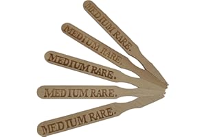 KingSeal 500 Count 3.5 Inch Natural Birch Wood Steak Markers, Heat Stamped, MED Rare, Eco Friendly, Bulk Pack - 1 Box of 500