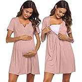 Ekouaer Labor and Delivery Gown, Nursing Nightgown, Maternity Nightgowns for Hospital Short Breastfeeding Nightgown S-XXL