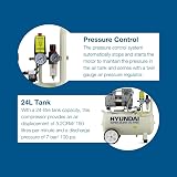 Hyundai 24L Oil-Free Low Noise Air Compressor 750W 5.2CFM Twin Gauges view 7