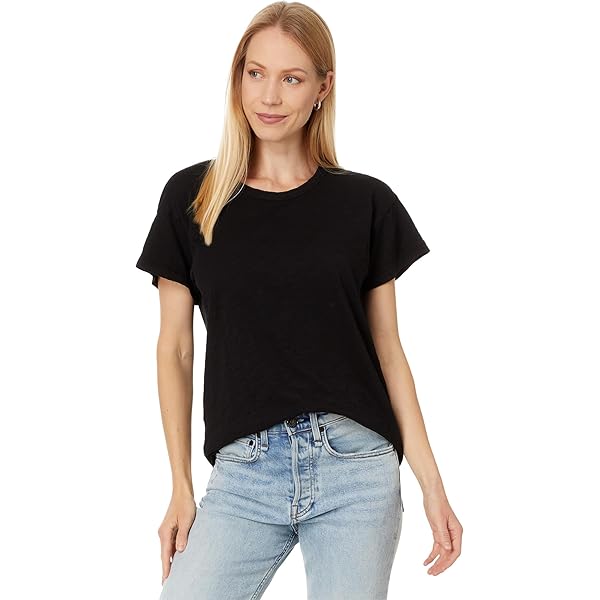 Mod-o-doc Women's Short Sleeve V-Neck Boxy Tee, Black at