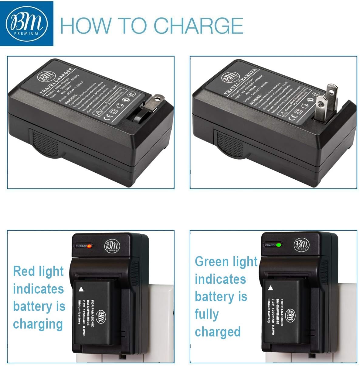 2 Pack of DMW-BMB9 Batteries and Battery Charger for Panasonic Lumix DC-FZ80, DMC-FZ40K, DMC-FZ45K, DMC-FZ47K, DMC-FZ48K, DMC-FZ60, DMC-FZ70, DMC-FZ100, DMC-FZ150 Digital Camera : Camera & Photo