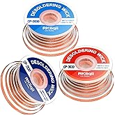 3PCS Solder Wick Braid with Flux, Upgraded Desoldering Wick, 3 Sizes | 0.08/0.10/0.12in, 10ft Each, No-Clean Low-Residue Wick for PCB Rework &amp; Electronics