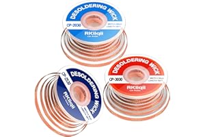 Rkiiqii 3pcs Solder Wick Braid with Flux, Upgrade Desoldering Wick (0.08/0.1/0.12in, 10ft Each) No Clean Low Residue Soldering Wick, Coated Braid for Electronics Component Repair, PCB Circuit Board