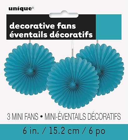 Buy 6 Mini Teal Tissue Paper Fan Decorations 3ct Online At Low