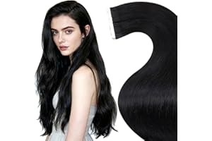 LaaVoo Hair Extensions Tape in Black Tape in Extensions Real Human Hair Tape on Hair Extensions Seamless 20inch 50g 20pcs