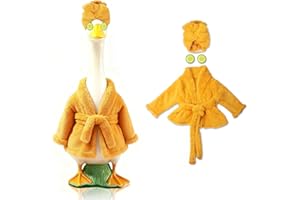 Fall Goose Outfit for 23 Inch Porch Goose Outfits Yellow Velvet Bathrobe&Shower Hat Clothes for Yard Garden Concrete Geese Ou