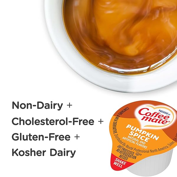 NESTLE,PUMPKIN SPICE, COFFEE-MATE LIQUID COFFEE CREAMER SINGLE SERVING TUBS – SEASONAL FLAVOR, 0.37 FL OZ (PACK OF 50)