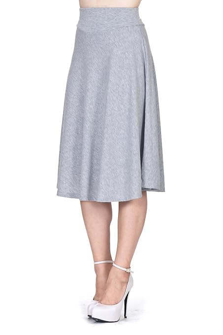  Dani's Choice Stretch High Waist A-line Flared Long Midi Skirt
