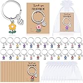 Sureio 24 Sets Christmas Teacher Appreciation Keychain Gifts Back to School Thank You for Helping Me Grow Teacher Day Gifts Include Flower Keychains Appreciation Cards Organza Bags for Present