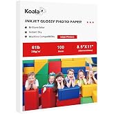 Koala Glossy Photo Paper Heavyweight Thick 8.5x11 Inch 61LB 100 Sheets | Cardstock Paper for Inkjet Printing Use Dye Ink 230g