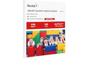 Koala Heavyweight Photo Paper High Glossy 8.5x11 Inches for Inkjet Printing 100 Sheets 61LB