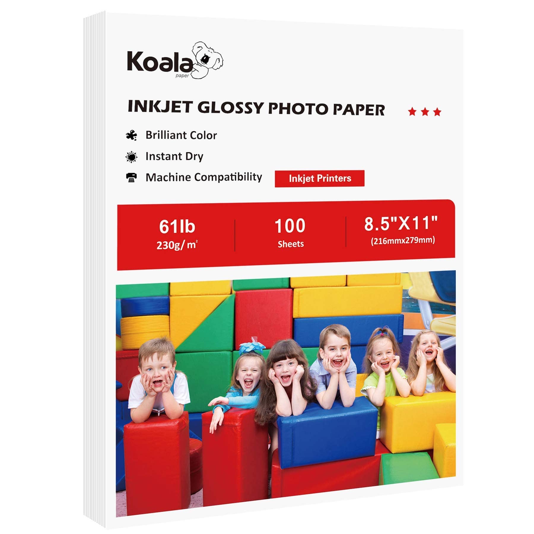Photo 1 of Koala Heavyweight Photo Paper High Glossy 8.5x11 Inches for Inkjet Printing 100 Sheets 61LB