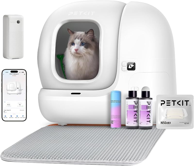 Pura Max 2 Lettiera Gatto Autopulente, Lettiera Automatica per Gatti,XSecure,Antiodore,Capacità Massima 76L,Controllo APP per Più Gatti