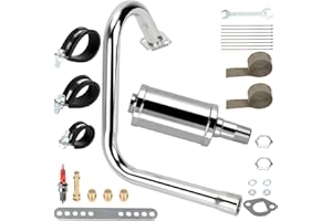 SHIQINHA Left Long Exhaust Pipe Muffler Compatible with Predator 212cc 196cc Coleman CT200U RB200 Baja MB200 RT200 Mini Bike 6.5HP GX160 GX200 Performance Parts with Heat Shield Tape Main Jet Kit