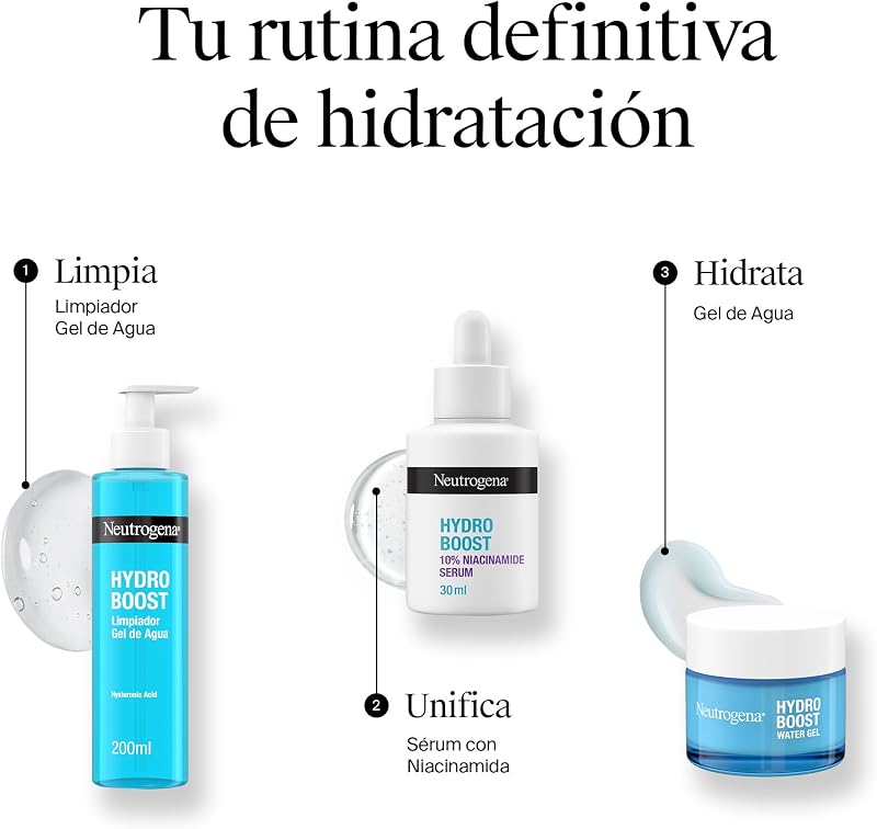 Sérum Hydro Boost 10% Niacinamida (30 ml), sérum facial com Niacinamida e Ácido Hialurónico, melhora visivelmente a textura da pele, para todos os tipos de pele