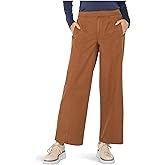 Liverpool Womens Petite Mid-Rise Wide Leg Trousers with Elastic Back Waistband