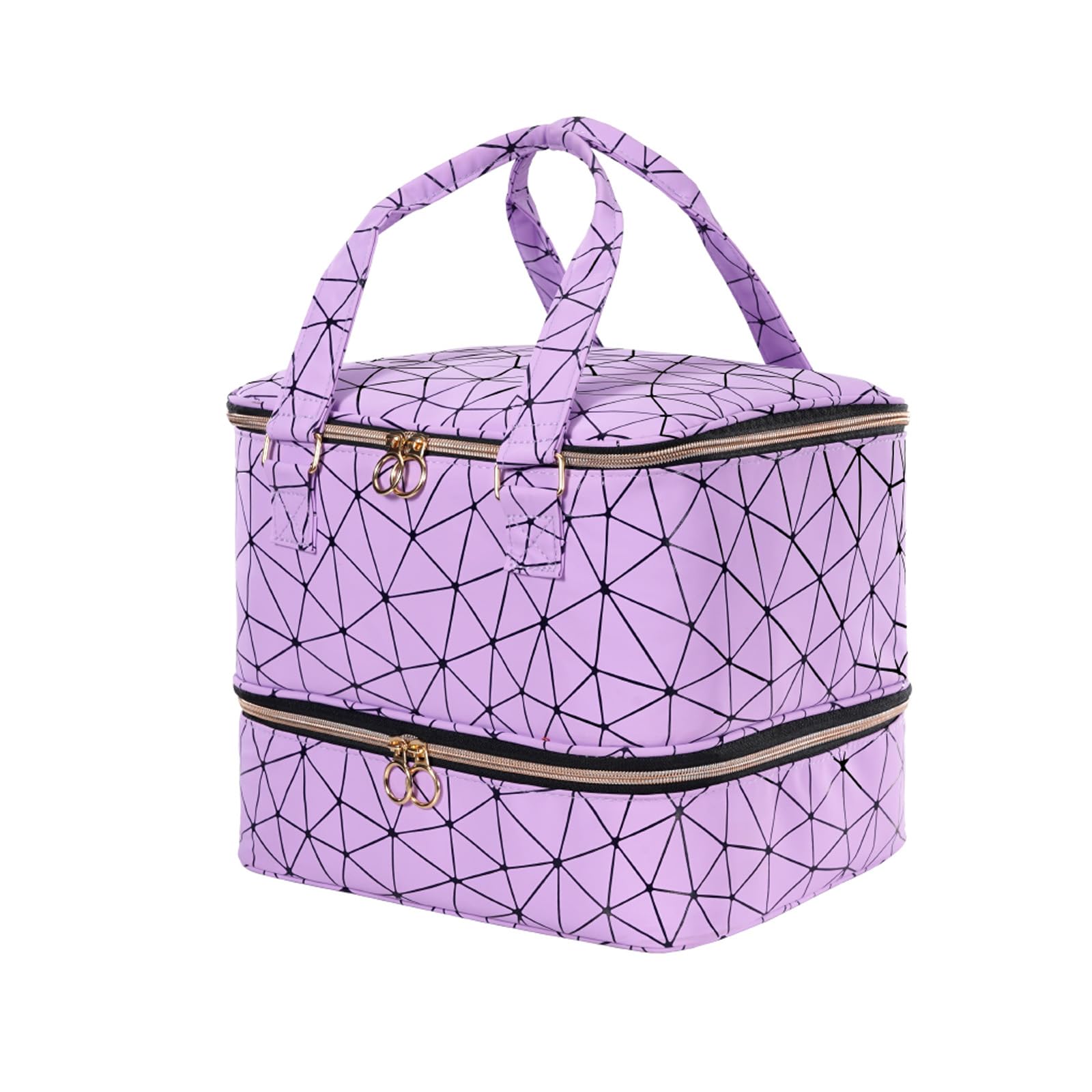 Uross Nail Polish Organizer Bag - Holds 42 Bottles & Lamp, Gel Polish Storage Box for Nail Tech, Supplies Kit Case - Purple