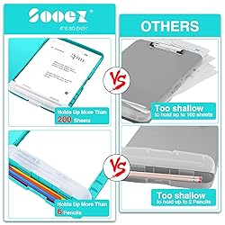 Sooez Clipboards with Storage, High Capacity Clip