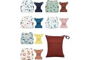 ALVABABY ALVA Baby Cloth Diaper Covers with One Wet Bag, Swim Diaper,Cloth Nappy Shell Baby Girls and Boys