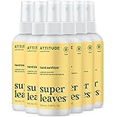 ATTITUDE Hand Sanitizer Spray for Adults and Kids, EWG Verified, Kills Bacteria and Germs, Vegan, Lemon Leaves, 100 mL (Pack 
