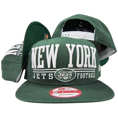 New York Jets Solid Green Two Bar Block Plastic Snapback Adjustable Plastic Snap Back HatCap